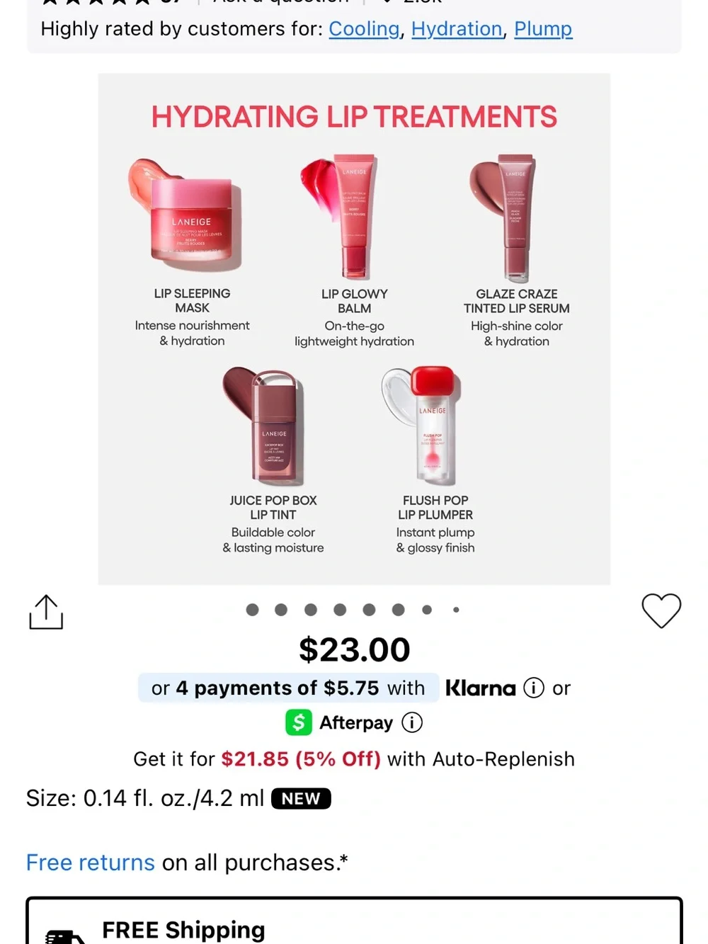 LANEIGE Flush Pop Lip Plumper Gloss - Red